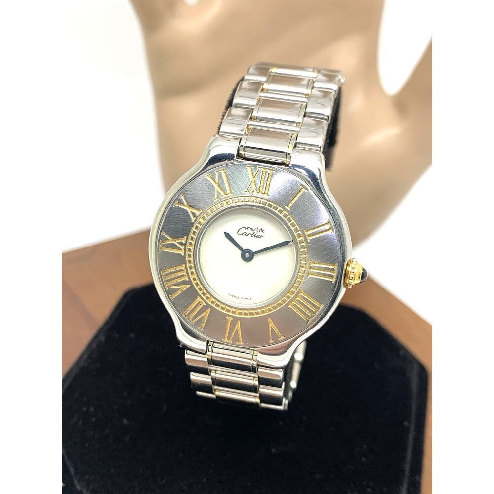 Cartier Must 21 Women's Watch Swiss Quartz Silver Dial Two Tone Steel 31mm